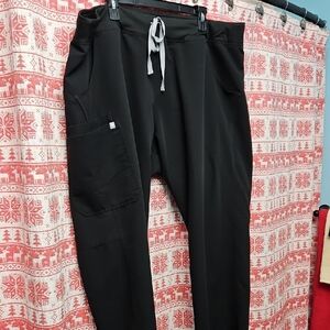 Women's Figs XXL Black Scrub Pants with Drawstring